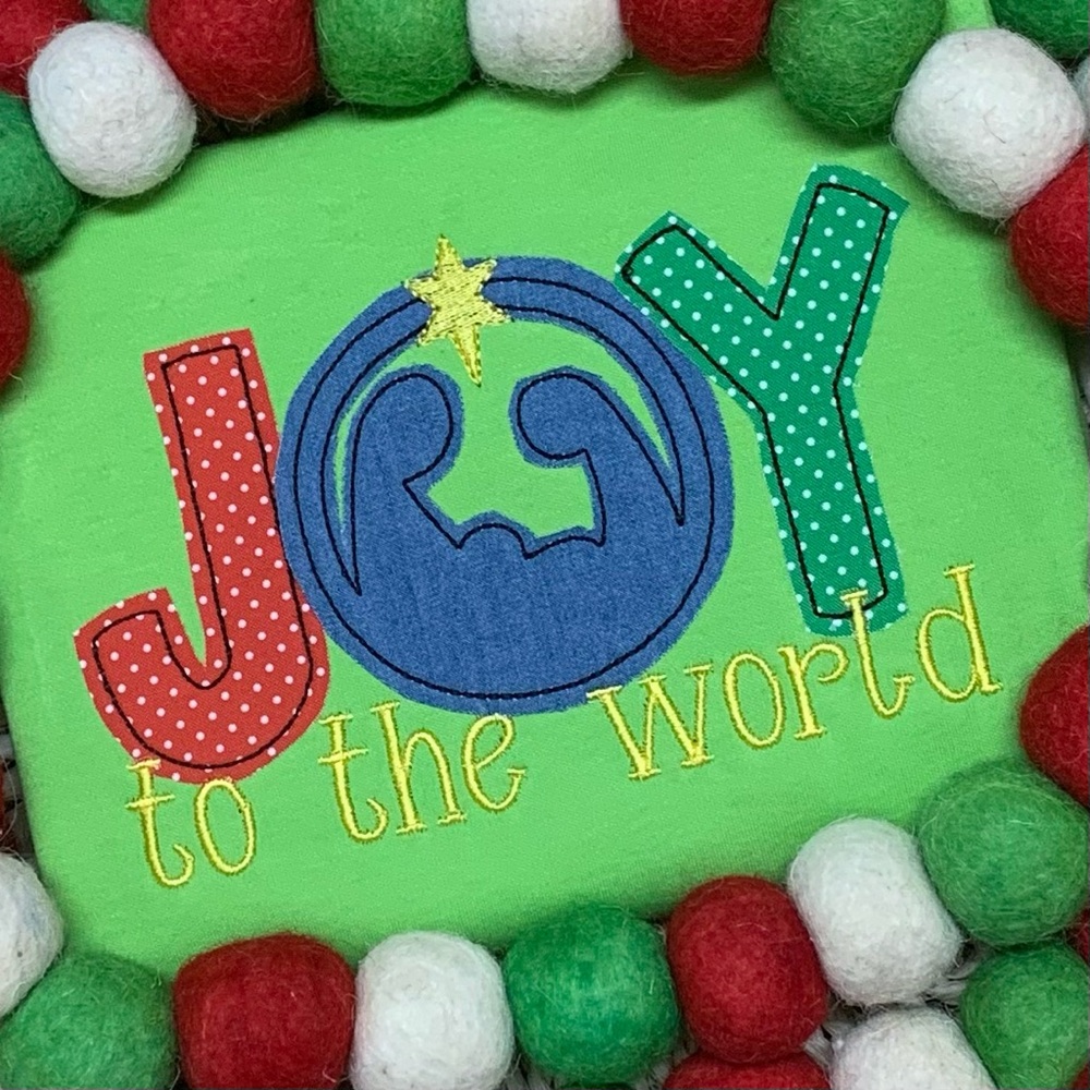 NEW Joy to the World Applique Long Sleeve Tee